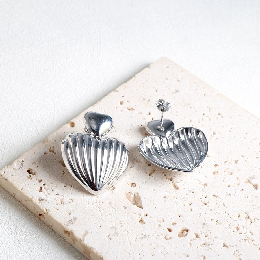 Jewelry IG Style Simple Style Commute Heart Shape 304 Stainless Steel Earrings Necklace