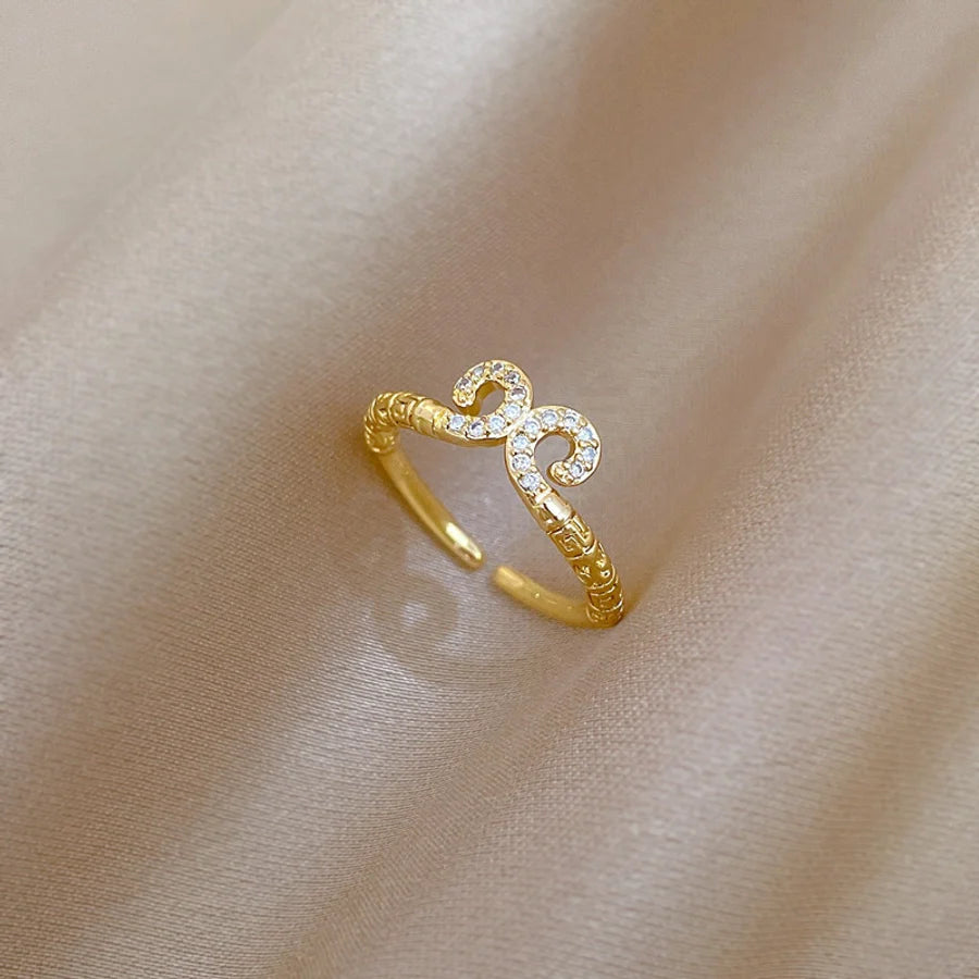 Titanium Steel Brass Gold Plated Inlay Geometric Zircon Brass Rings