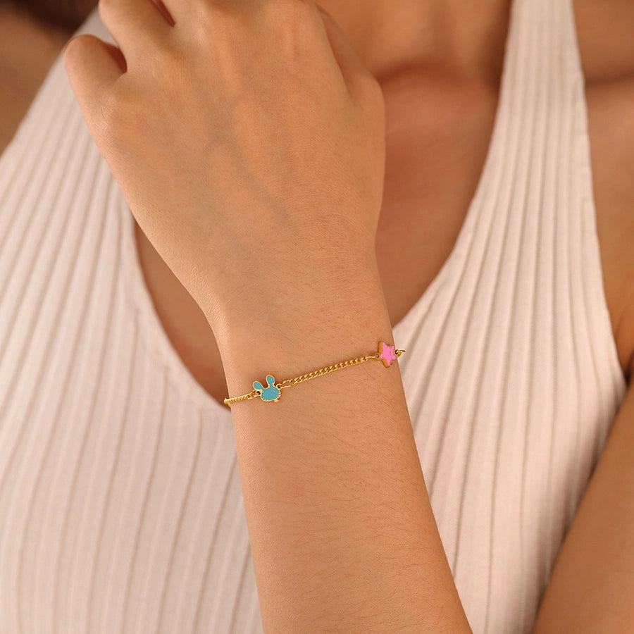 Simple Style Star Heart Shape 304 Stainless Steel Cuban Link Chain Curb Chain Bracelets In Bulk