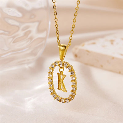 Jewelry Sweet Simple Style Artistic Letter 304 Stainless Steel Artificial Diamond Inlay Pendant Necklace