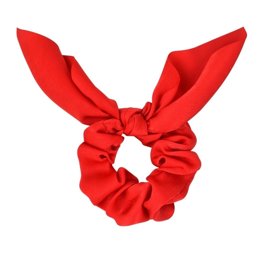 fashion simple solid color rabbit ears knot satin headdress head rope