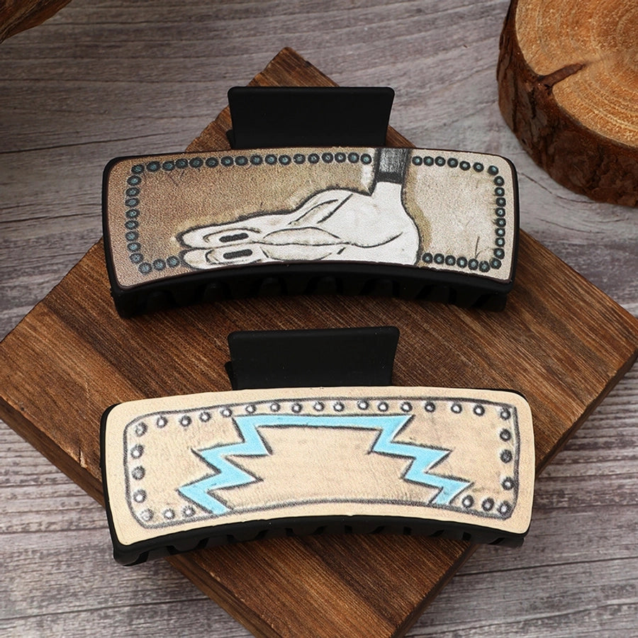 women's vintage style horns pu leather plastic hair claws