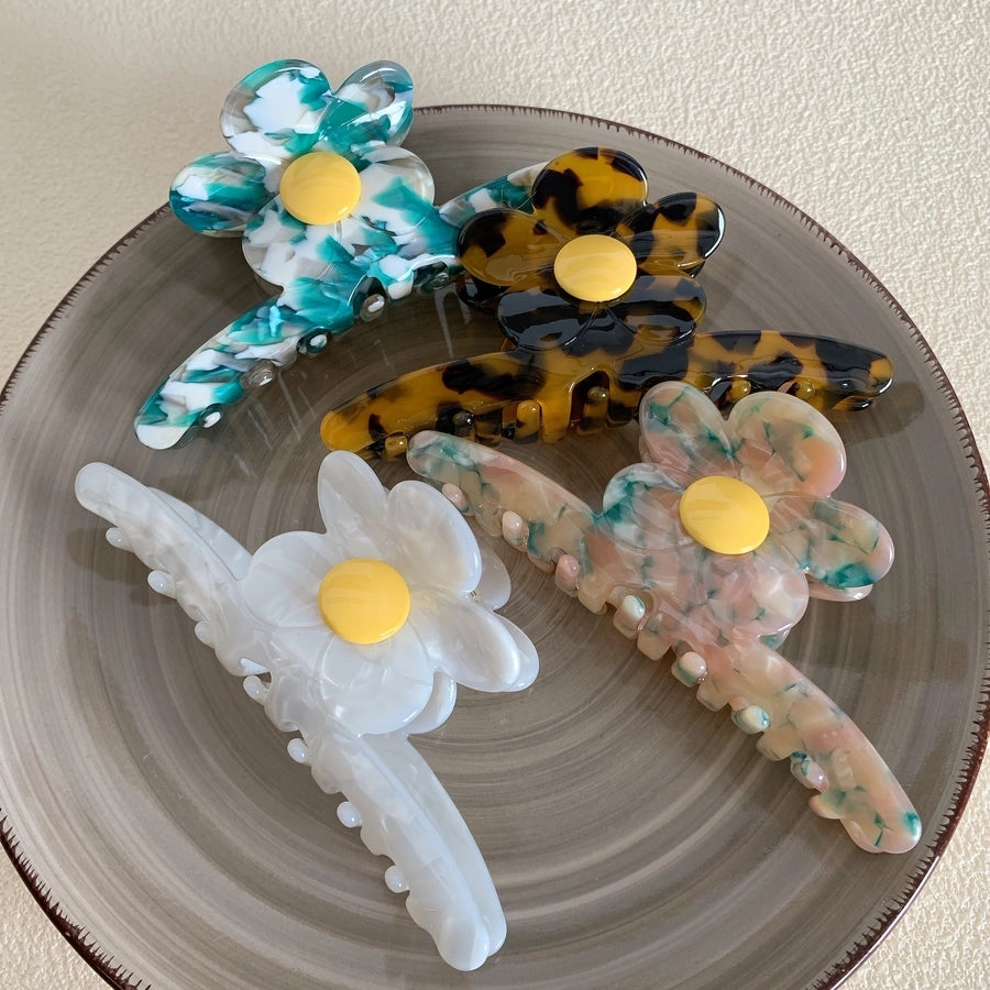 Women's Korean Style Flower Acetic acid sheets Hair Claws