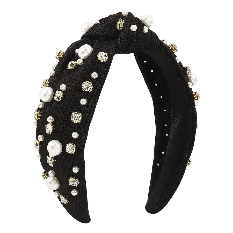 fashion solid color imitation pearl cloth rhinestone hair band