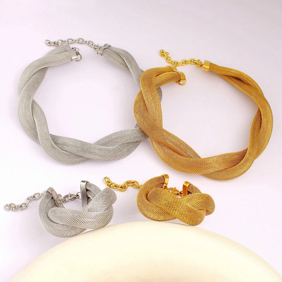Jewelry Retro Exaggerated Geometric 304 Stainless Steel 18K Gold Plated Bracelets Necklace