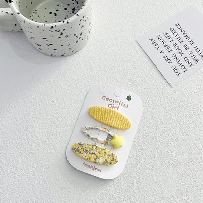 Korean Style Fabric Plaid Baby Girl's Baby Clip Girl's Sweet Suit Side Bangs Clip Children's Star Floral Hair Clip