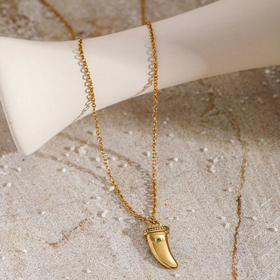 Jewelry Simple Style teeth 304 Stainless Steel Zircon 14K Gold Plated Inlay Pendant Necklace