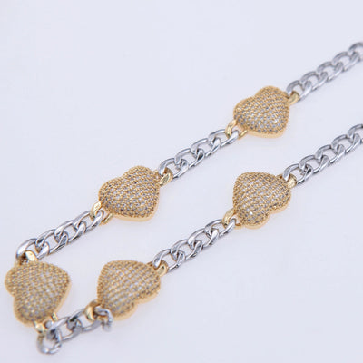 Copper 18K Gold Plated Inlay Heart Shape Zircon Pendant Necklace