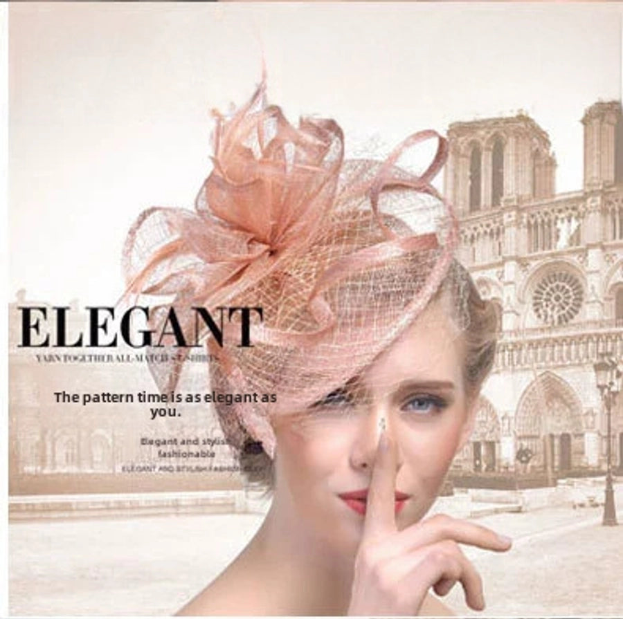 wave elastic net handmade bow feather hair accessories performance banquet accessories