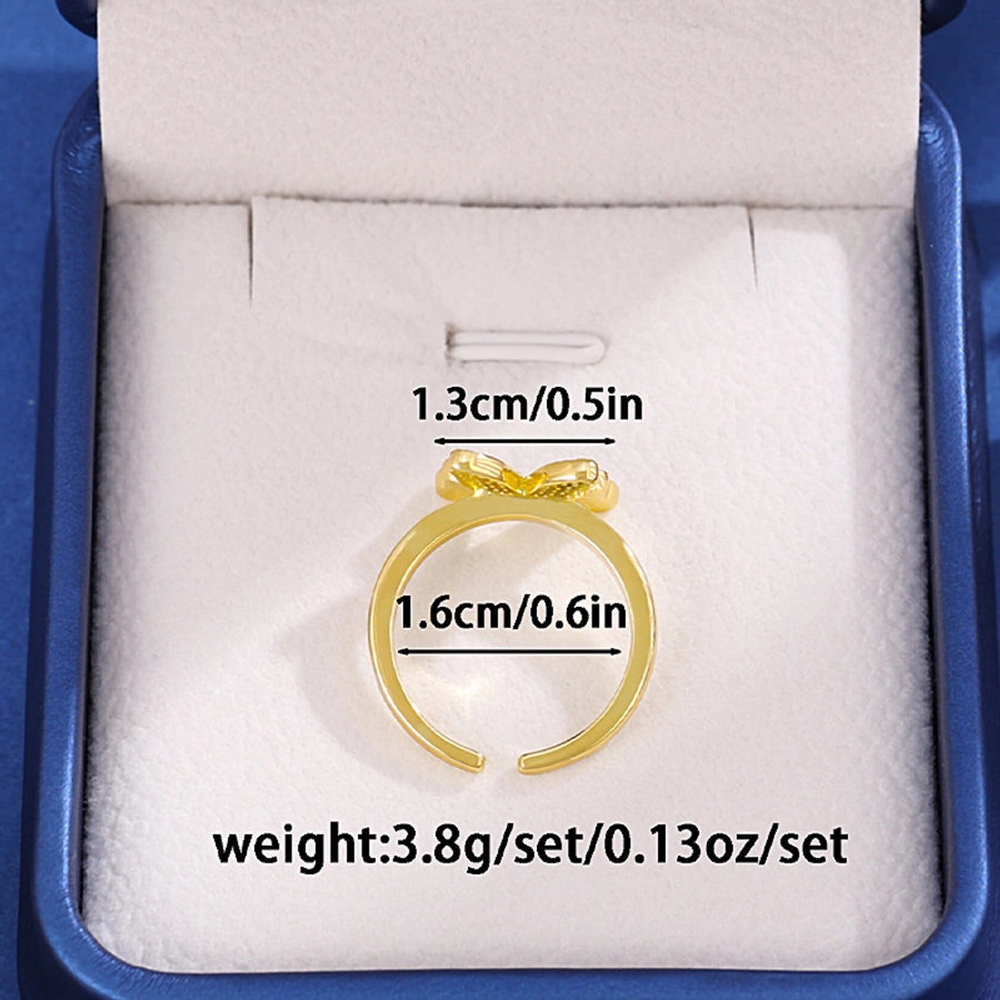 Jewelry Princess Sweet Pastoral Butterfly Copper Zircon Imitation Gold  Open Rings