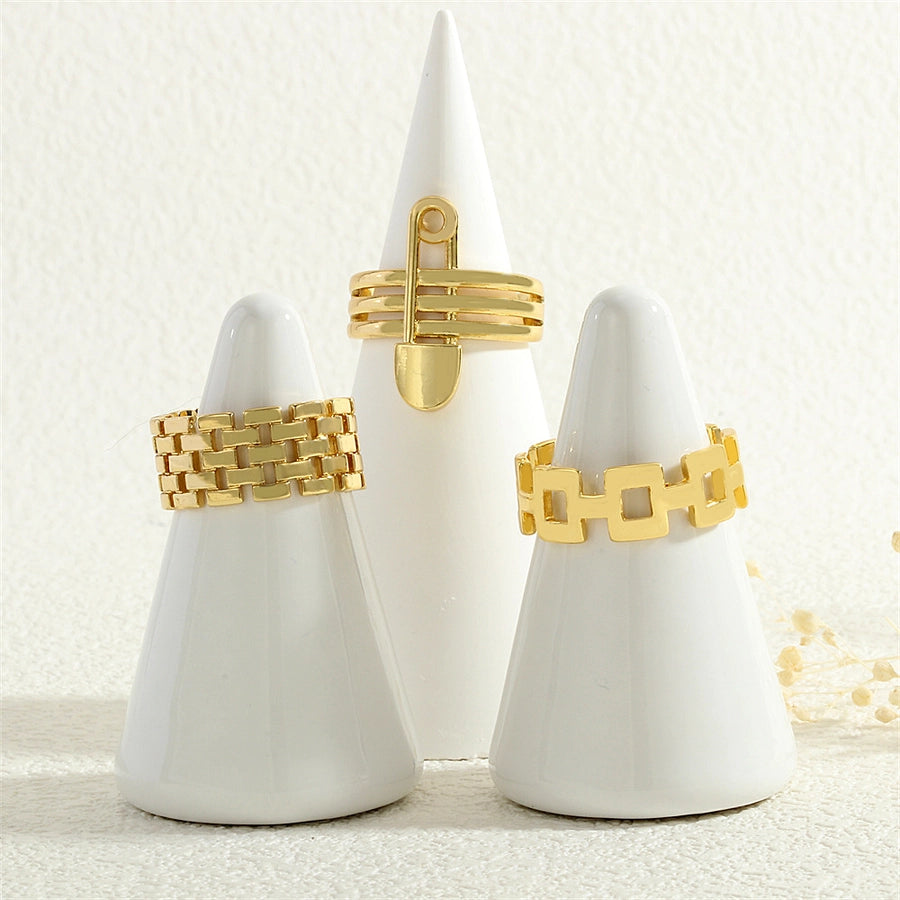 Copper Geometric Solid Color Open Rings