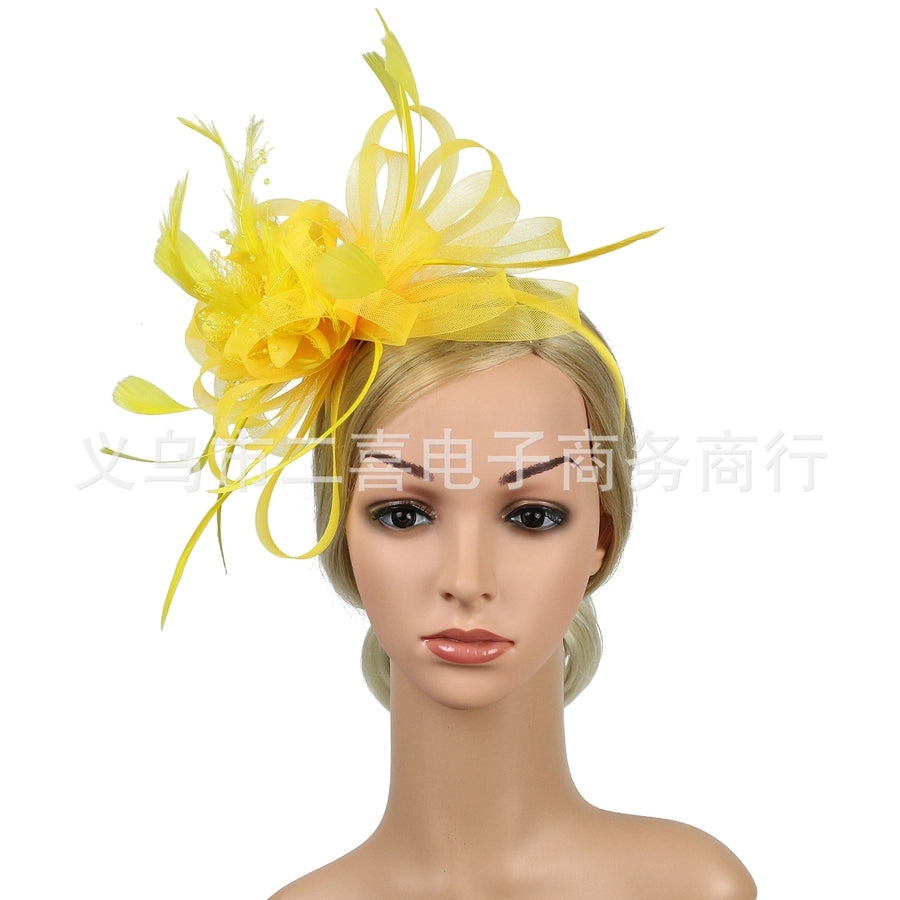 fashion feather bridal mesh top hat accessories hairband