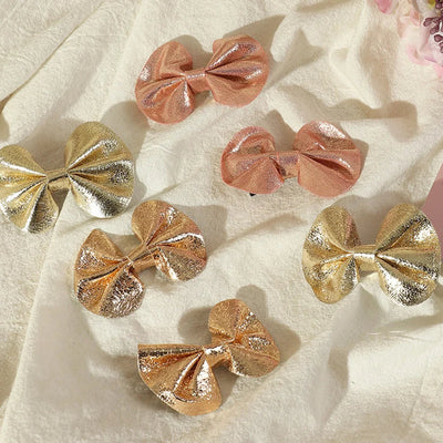 children's shiny leather bow hairpin