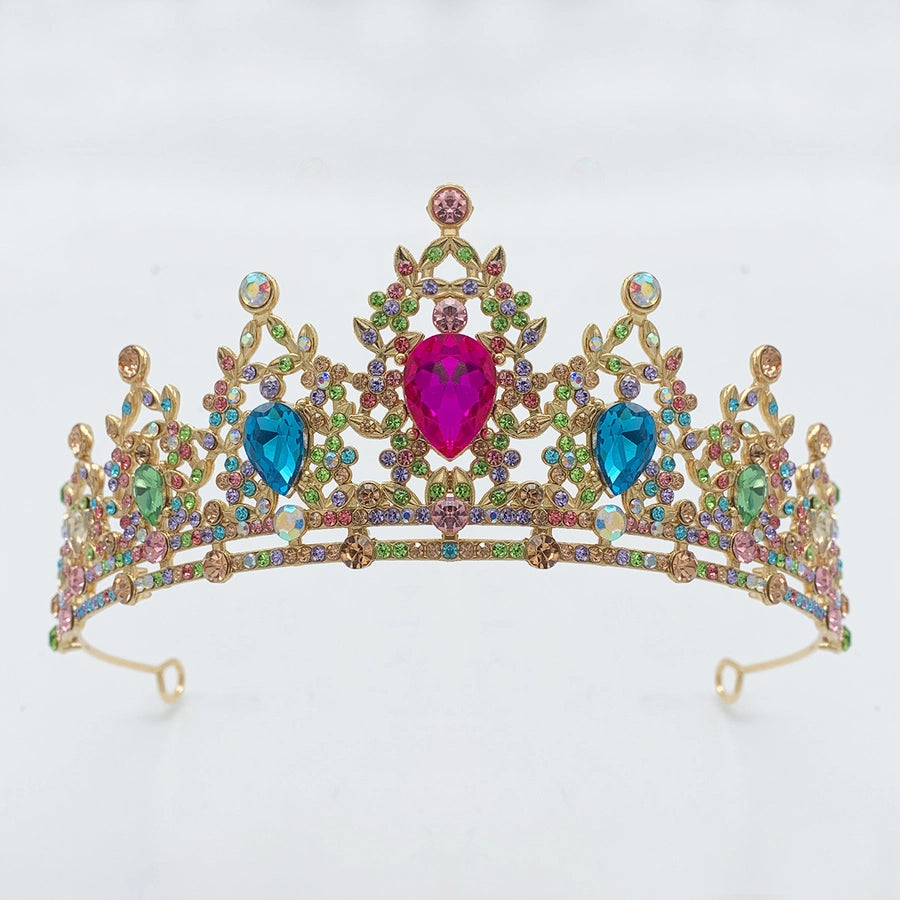 glam luxurious lady crown alloy plating inlay zircon crown