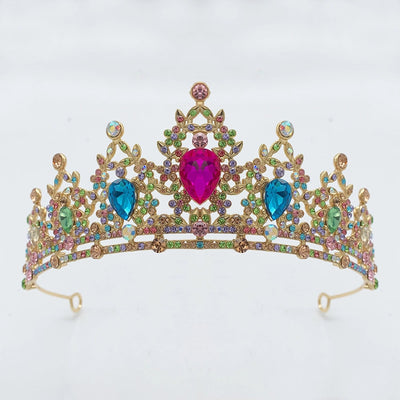 glam luxurious lady crown alloy plating inlay zircon crown