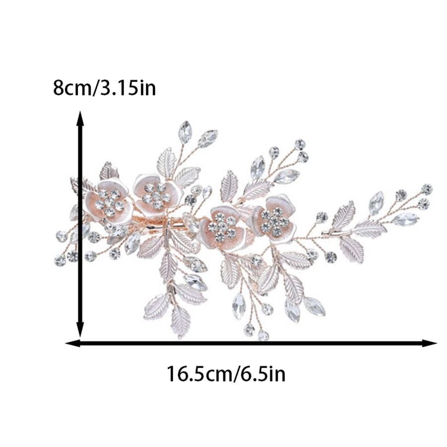 korean style inlaid rhinestone pearl insert comb alloy bridal hairpin