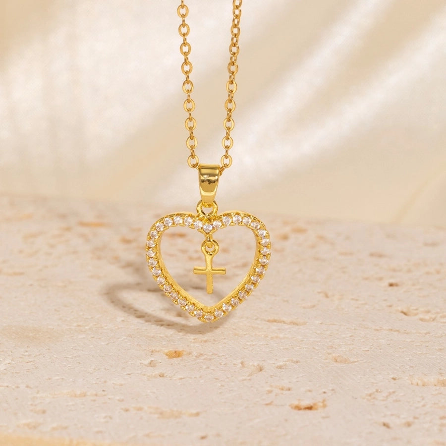 Copper Plating Heart Shape Pendant Necklace