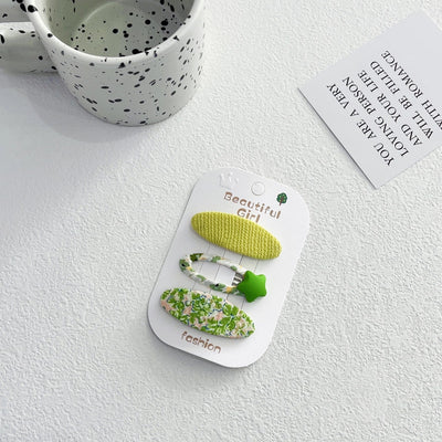 Korean Style Fabric Plaid Baby Girl's Baby Clip Girl's Sweet Suit Side Bangs Clip Children's Star Floral Hair Clip