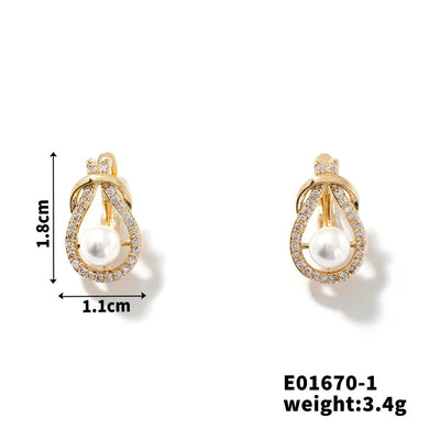 1 Pair Modern Style Simple Style Water Droplets Inlay Copper Zircon K Gold Plated Ear hook