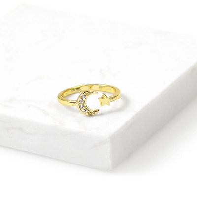 Copper Zircon Star Moon Zircon Open Rings