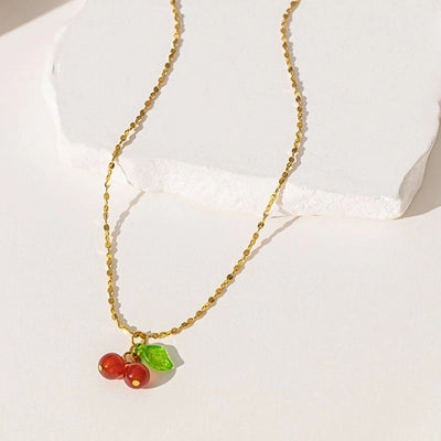 Jewelry Simple Style Commute Cherry 304 Stainless Steel 18K Gold Plated Plating Pendant Necklace