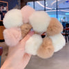 Large Rex rabbit fur ball sausage ring Korean style color matching plush cute rubber band autumn and winter New ball head hair rope hair accessories