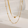 Jewelry French Style Sweet Commute Solid Color 304 Stainless Steel 18K Gold Plated Double Layer Necklaces