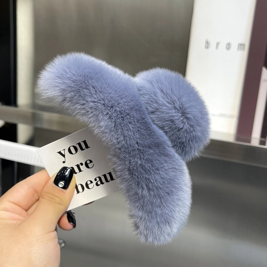 simple style geometric solid color rabbit fur hair claws 1 piece