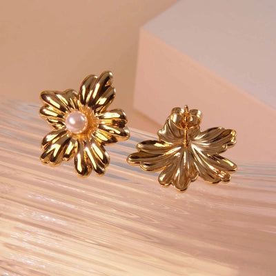 1 Pair Vacation Sweet Artistic Flower Floral Plating 304 Stainless Steel Imitation Gold  Ear Studs