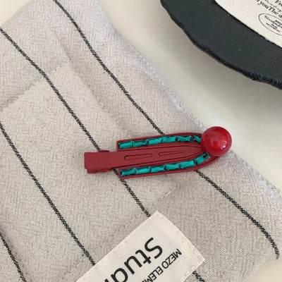 Simple Red Bean Metal Barrettes Advanced Retro Easy Matching BB Clip Elegant Girl Side Bang Clip Duckbill Clip