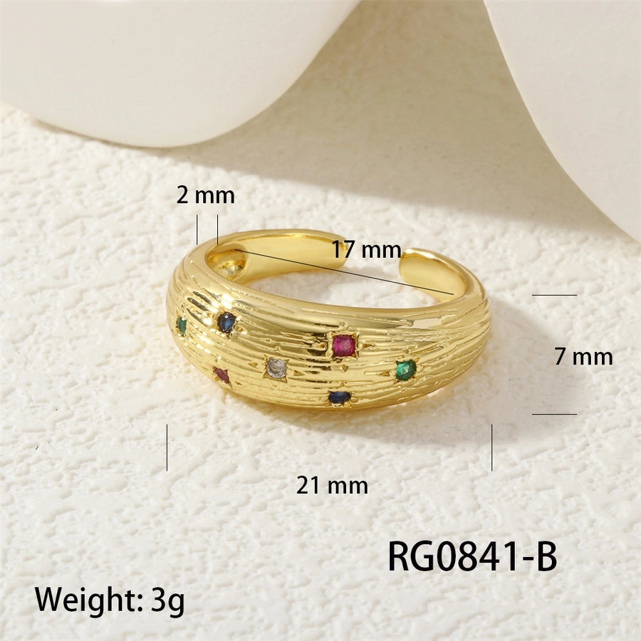 Jewelry Vintage Style Classic Style Geometric Lines Copper Zircon Open Rings