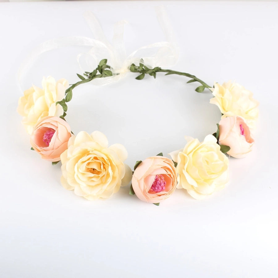europe and the united states cross-border new headwear bohemian beach rose flower headband bride bridesmaid garland hairband