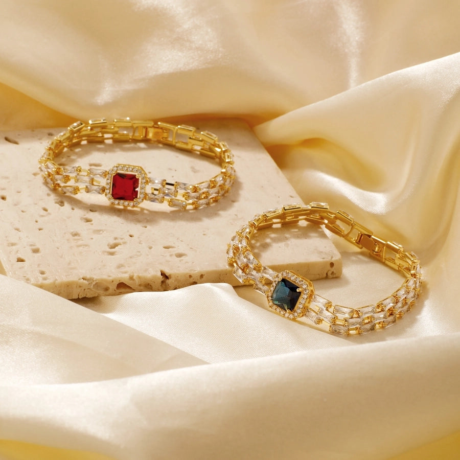 Copper K Gold Plated Inlay Water Droplets Zircon Bracelets