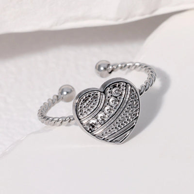 Jewelry Sweet Simple Style IG Style Heart Shape 304 Stainless Steel 18K Gold Plated Stainless Steel Rings