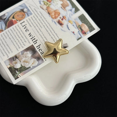 women's simple style pentagram pu leather hair clip