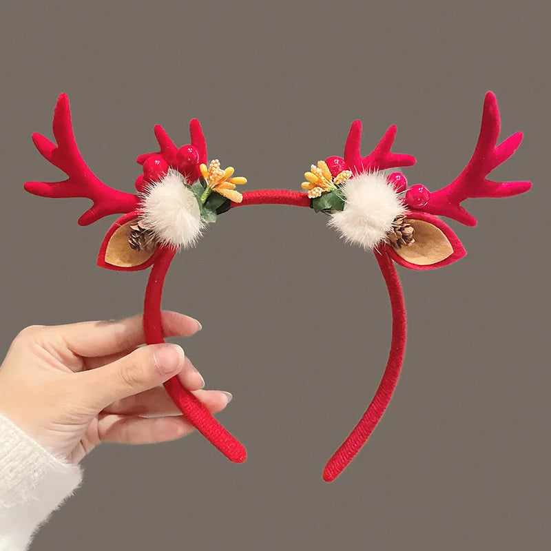 Christmas Fashion Women'S Antlers Flocking Handmade Hair Band