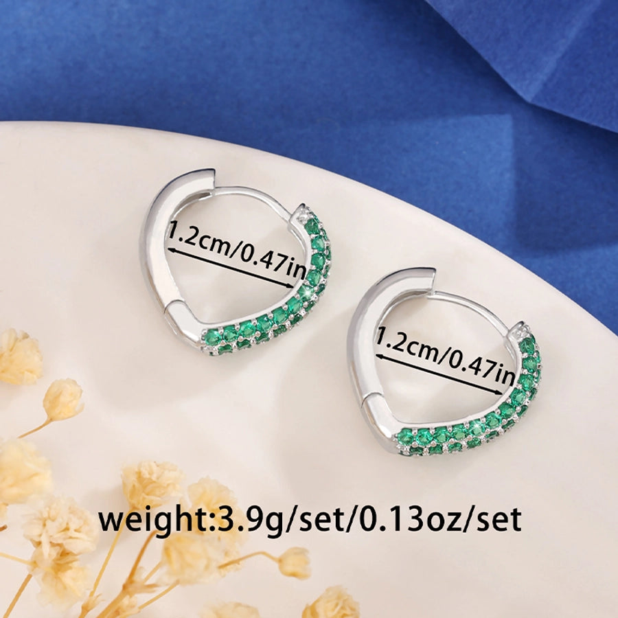 1 Pair Elegant Retro Luxurious V Shape Copper Zircon Imitation Gold  Earrings