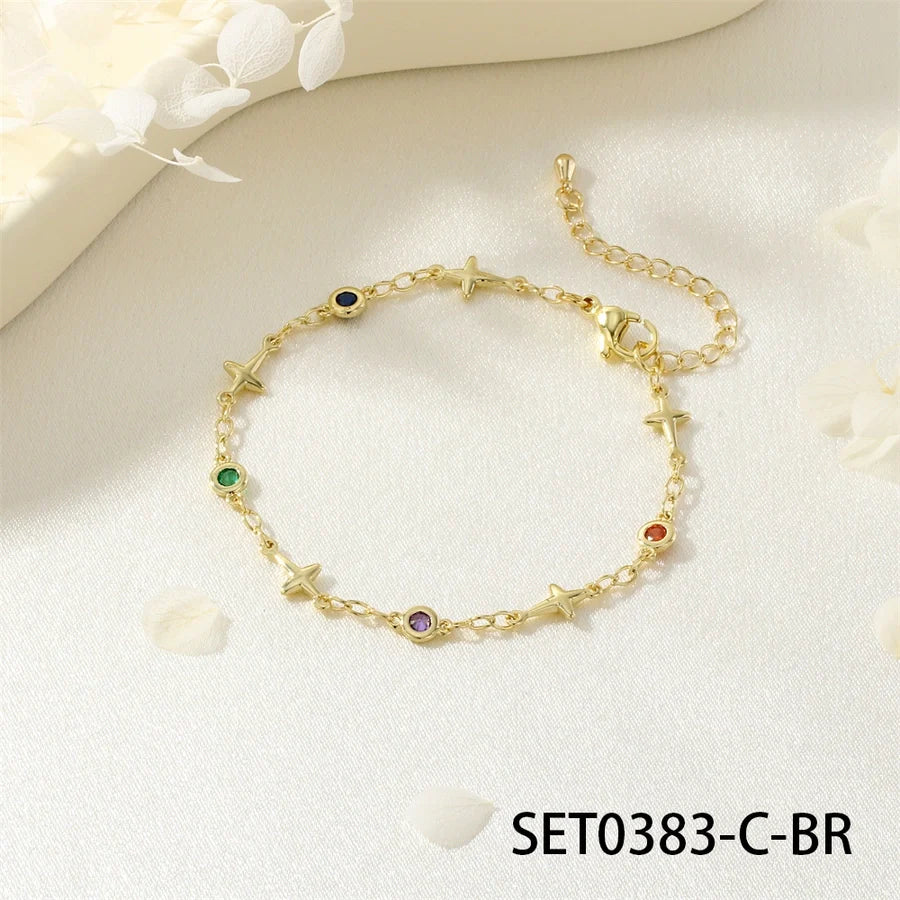 Jewelry IG Style Facial Features Eye  Face Copper Zircon Enamel Inlay Bracelets Necklace