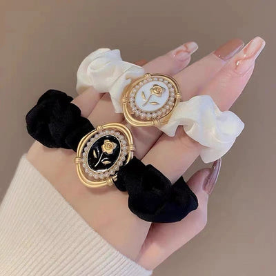 lady flower cloth hair tie