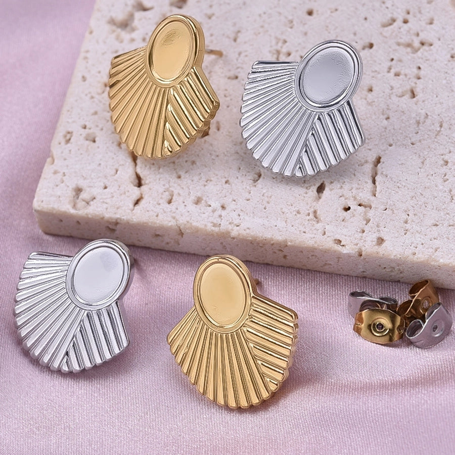 1 Pair Basic Simple Style Geometric Plating 304 Stainless Steel Ear Studs