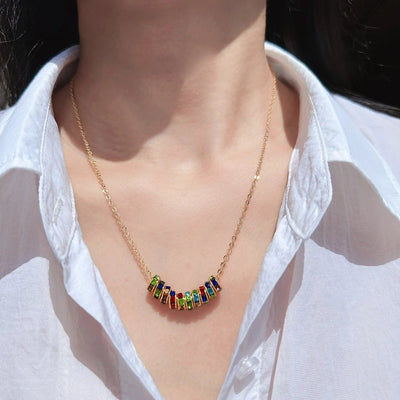 Brass 24K Gold Plated Beaded Plating Inlay Circle Zircon Brass Necklace