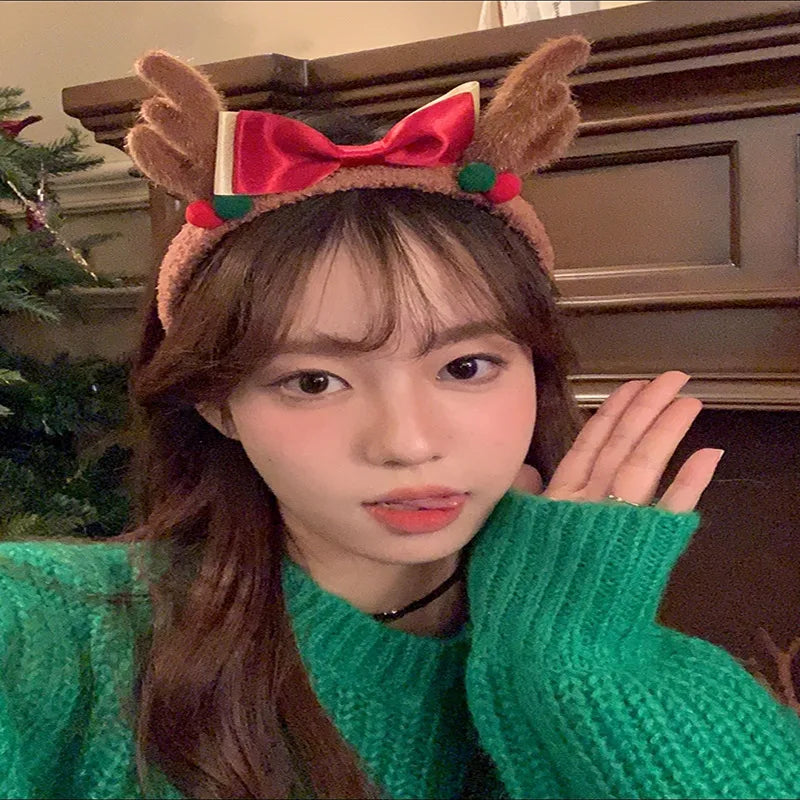 Christmas Fashion Women'S Antlers Flocking Handmade Hair Band