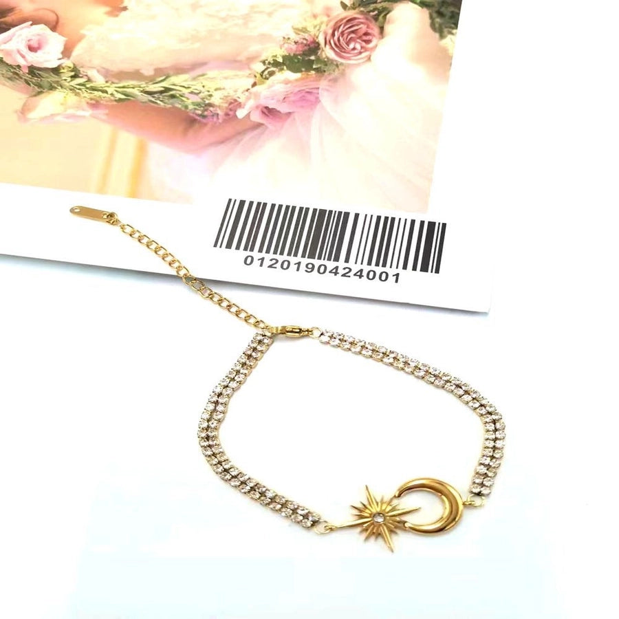 Simple Style Star Moon Titanium Steel 18K Gold Plated Bracelets In Bulk
