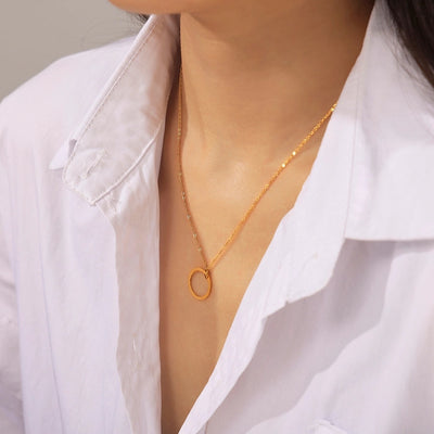 Jewelry Exaggerated Vacation Simple Style Circle Titanium Steel Pendant Necklace Necklace