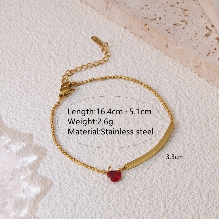 Jewelry Hawaiian French Style IG Style Solid Color 304 Stainless Steel 18K Gold Plated Plating Bracelets Anklet Jewelry Set