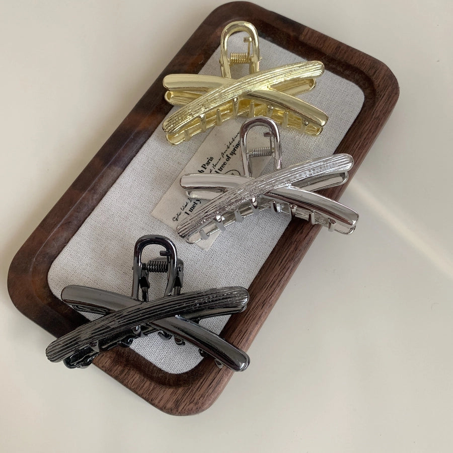 Women's Casual Simple Style Solid Color Alloy Criss Cross Hair Claws