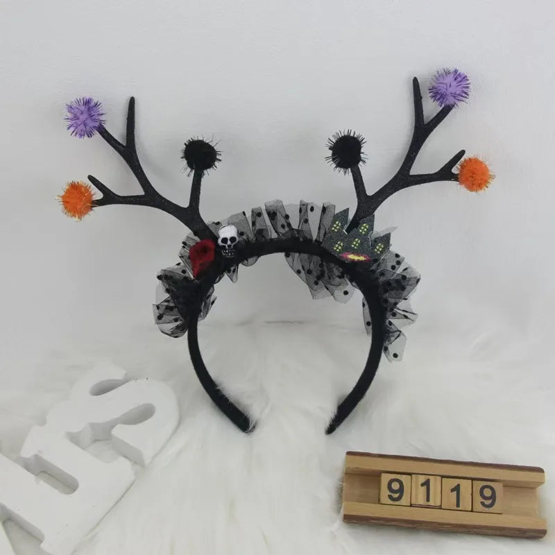 Halloween IG Style Women's Pumpkin Tree Bat Plastic Hair Band