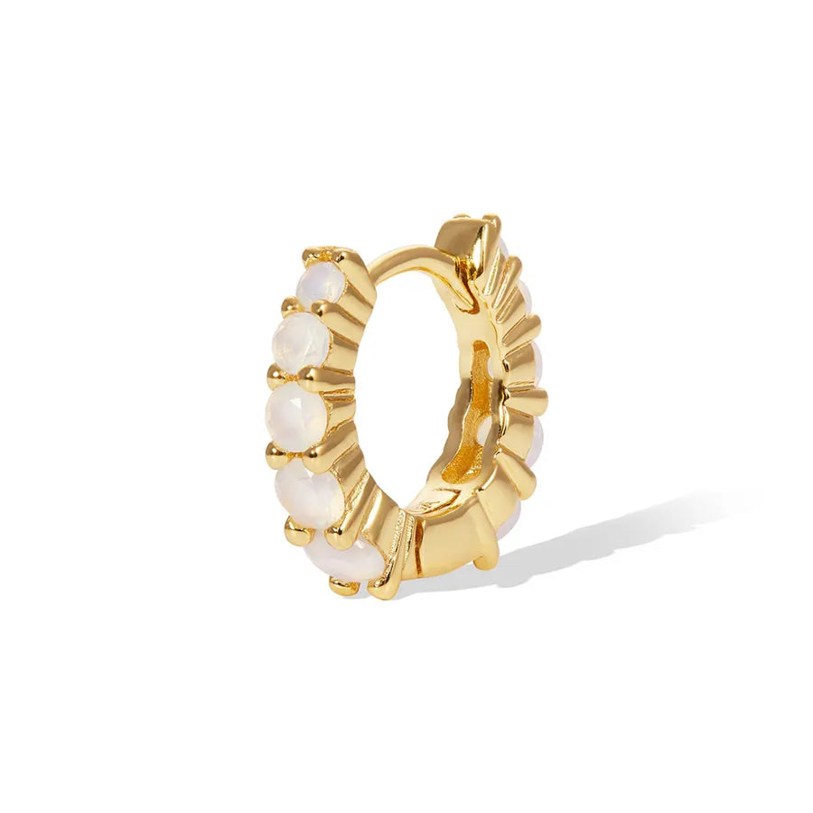 1 Piece 1 Pair 925 Sterling Silver Solid Color Opal 18K Gold Plated White Gold Plated Hoop Earrings