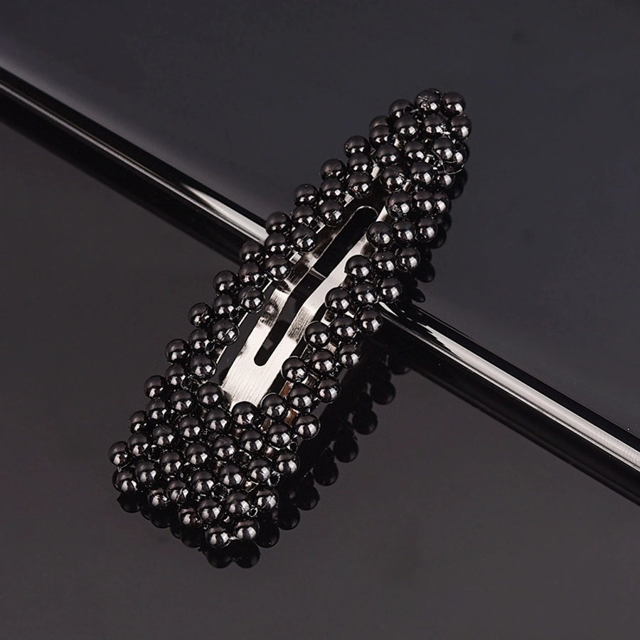 simple style geometric bow knot imitation pearl alloy plastic hair clip 1 piece