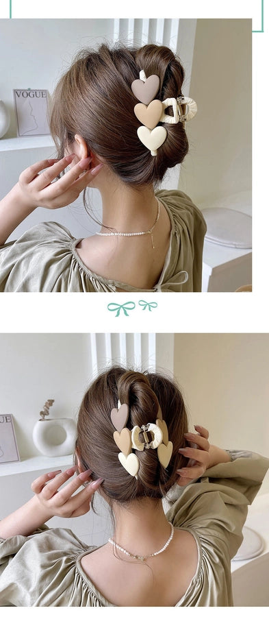 Online celebrity Korean style gradient love back head temperament female hairpin summer simple sweet  shark clip grip